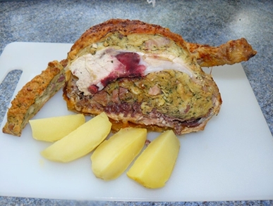Jarní kuře s kopřivovou nádivkou